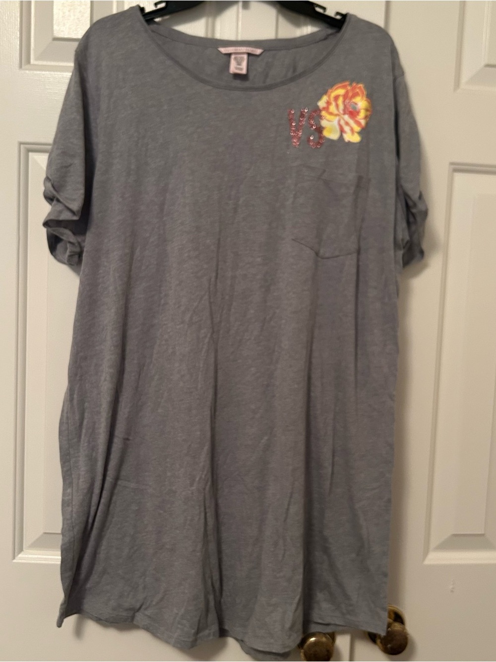 Victoria's Secret Floral VS Graphic Short Sleeve Round Neck Sleep Shirt Sz XL